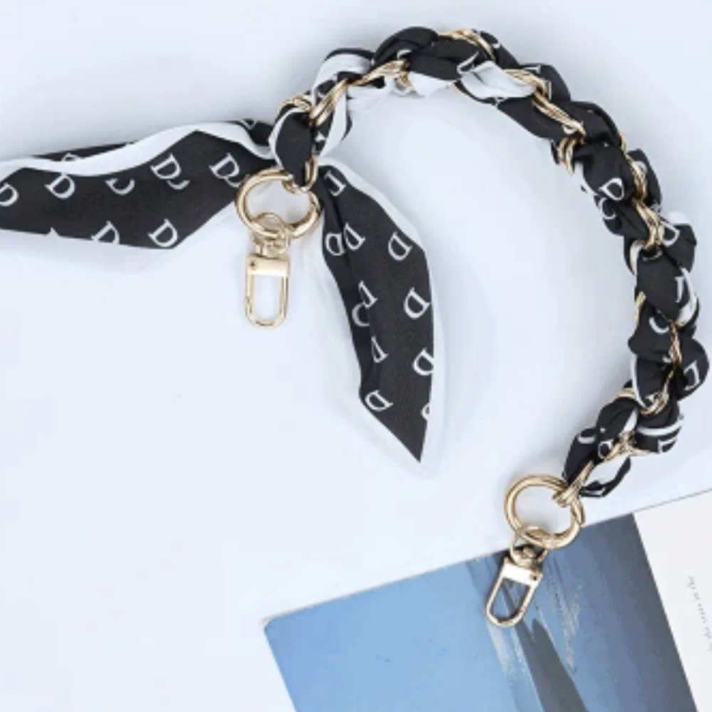 Beautiful Twilly & Gold Chain Unbranded Purse Hand Strap New
